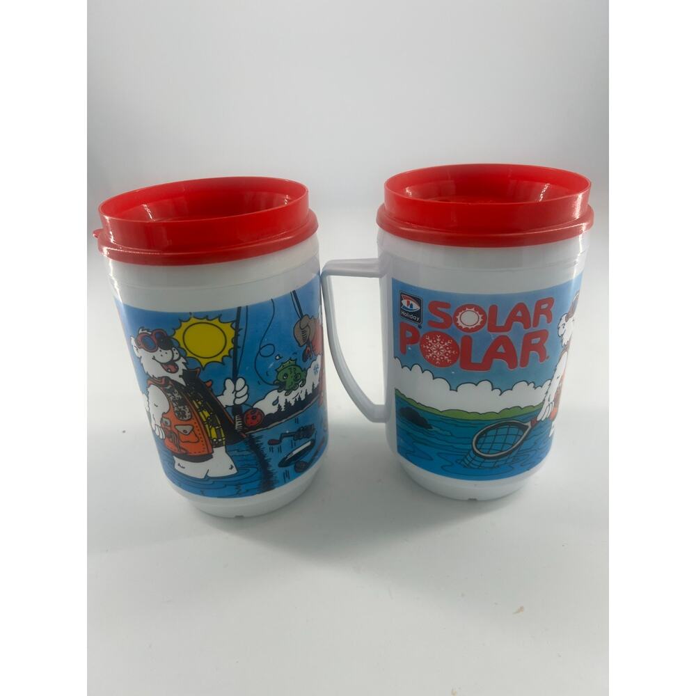 Phillips 66 Polar Bear Collectible Travel Mugs Ice Fishing Set Insulated Rare - Picture 2 of 5